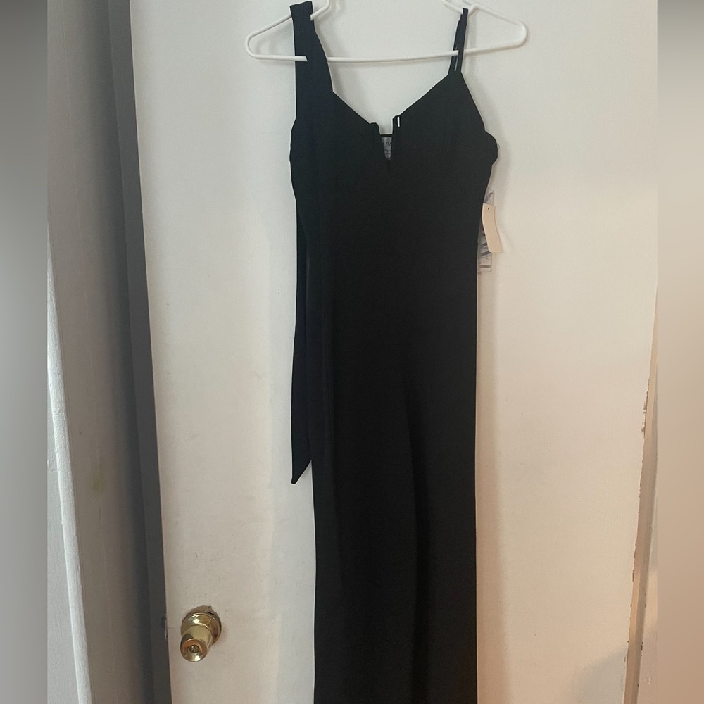 Almost Famous Bra Cup Cami Notch Neck Jumpsuit, Size: Small, Black - Picture 2 of 5